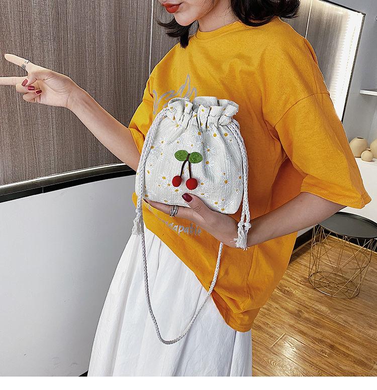 Straw Bag Lace Bucket Bag Women's Shoulder Bag Crossbody Small Bag
