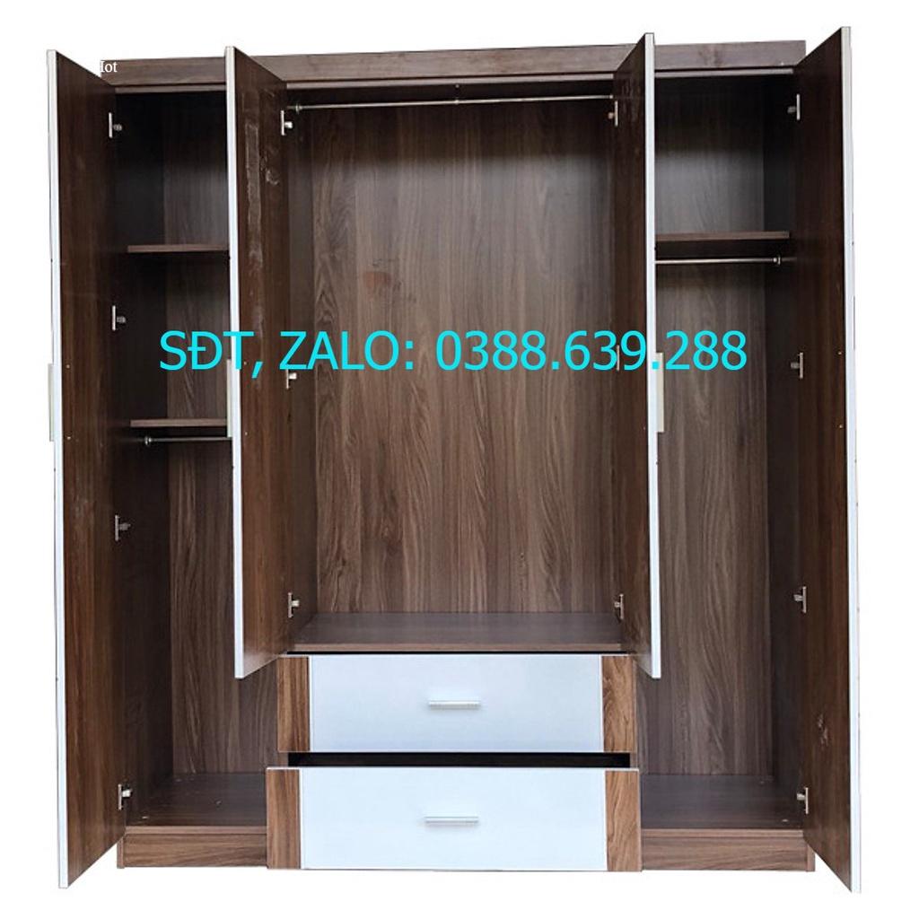 Tủ Áo 4 Cánh Gỗ MDF Melamine Sơn Trắng Cao Cấp