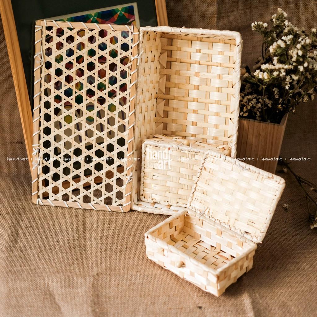 Comb 3 hộp tre đan - combo bamboo box