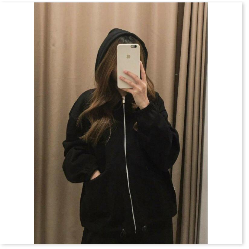 ÁO KHOÁC NỮ CÓ DÂY KÉO VÃI NỈ FORM RỘNG KHÁNH AN FASHION
