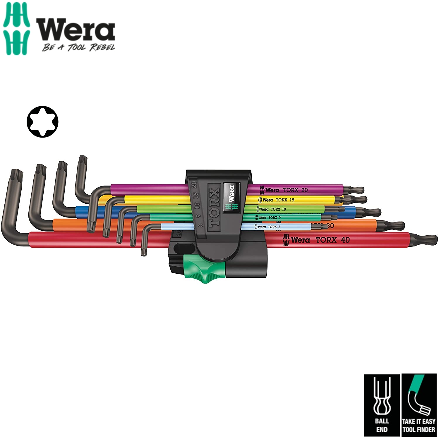 Bộ hoa thị dài nhiều màu sắc 967/9 TX XL Multicolour 1 Wera 05024480001