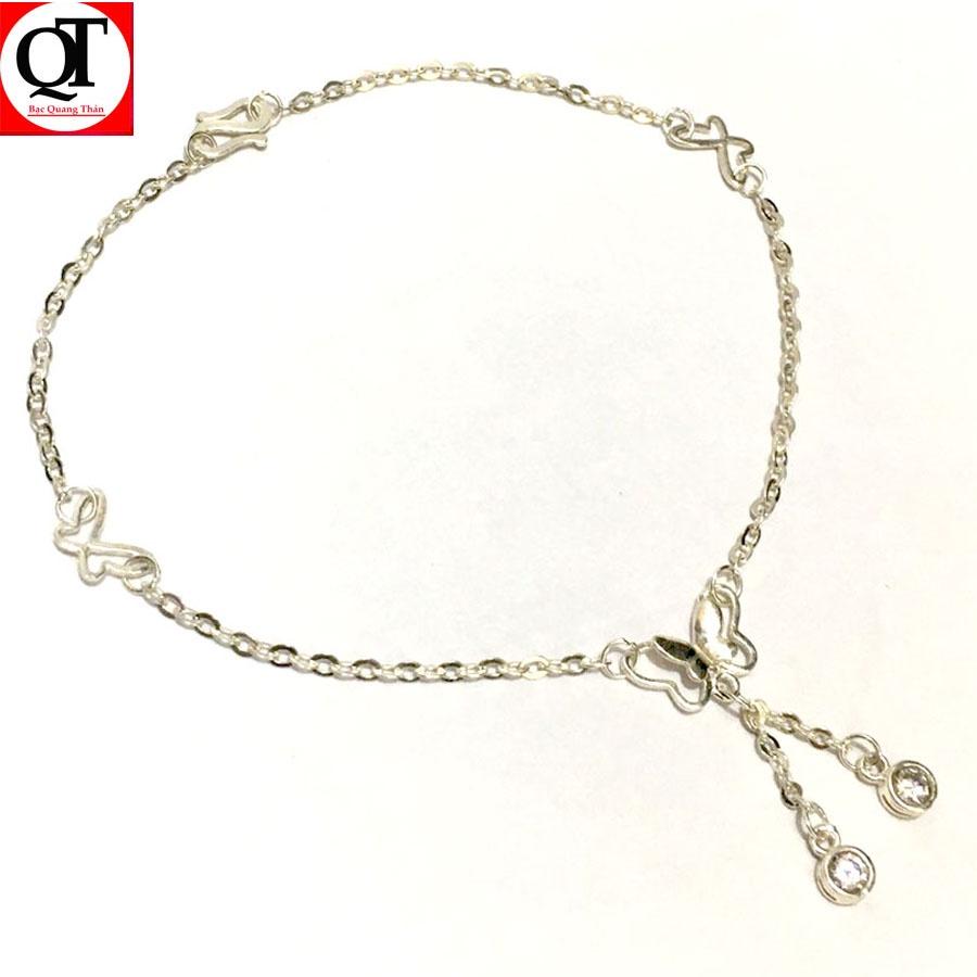 Lắc chân nữ con bướm chất liệu bạc ta Bạc Quang Thản - QTLC7