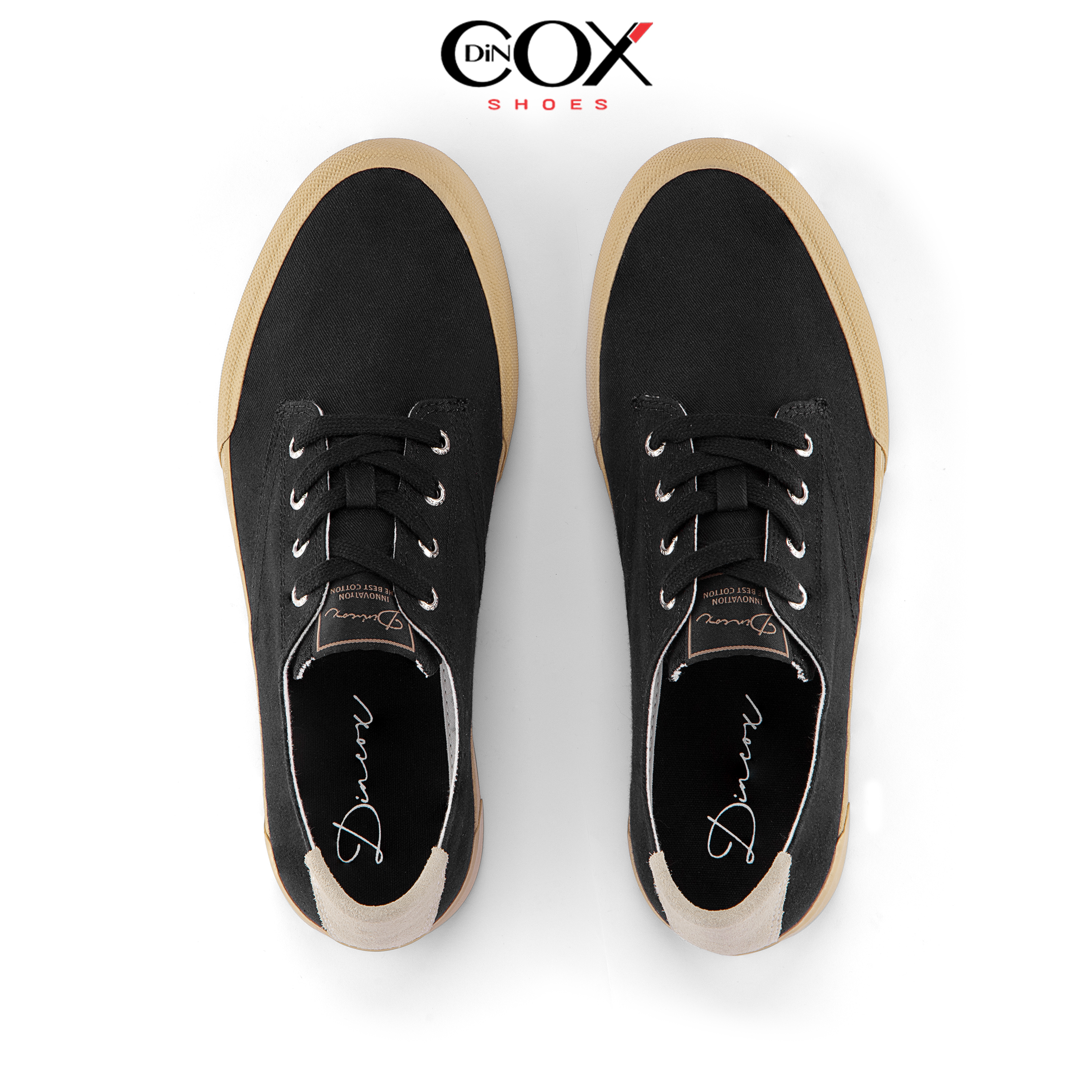 Giày Sneaker Vải Canvas Nam E22 Black Thanh Lịch Dincox