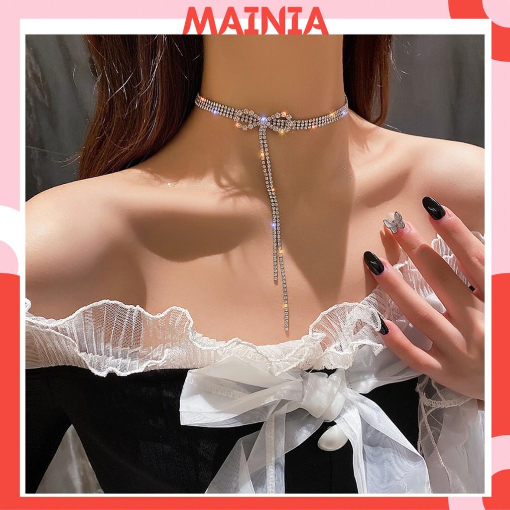 Vòng Cổ Choker Hình Nơ Đính Đá Phong Cách Hàn Quốc Sang Chảnh Mainia Shop