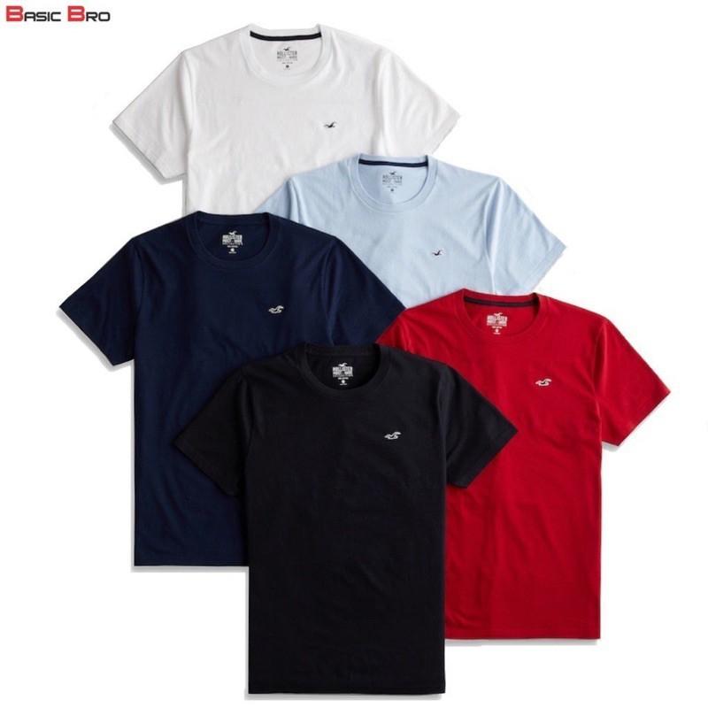 Áo thun nam Áo phông Hollister ngắn tay cổ tròn 100% cotton xuất xịn - BASIC BRO