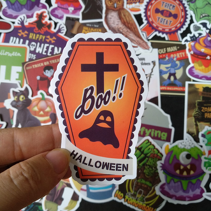 Bộ Sticker dán cao cấp chủ đề HALLOWEEN - Dùng dán Xe, dán mũ bảo hiểm, dán Laptop