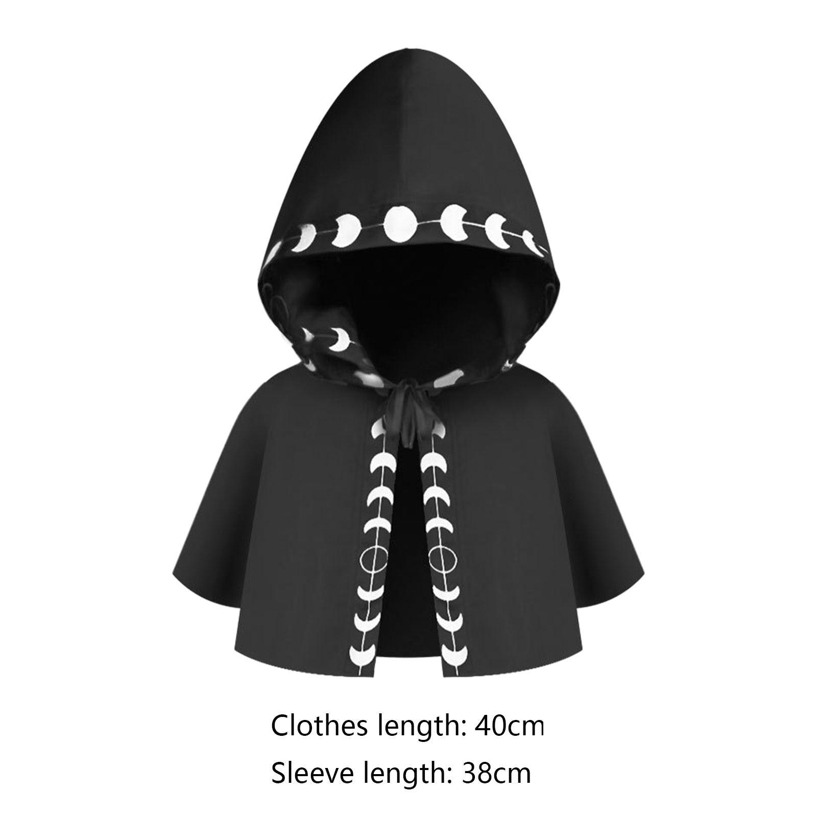 Halloween Cloak Cosplay Cape Witch Cowl Hat Photo Prop Medieval Hooded Cloak