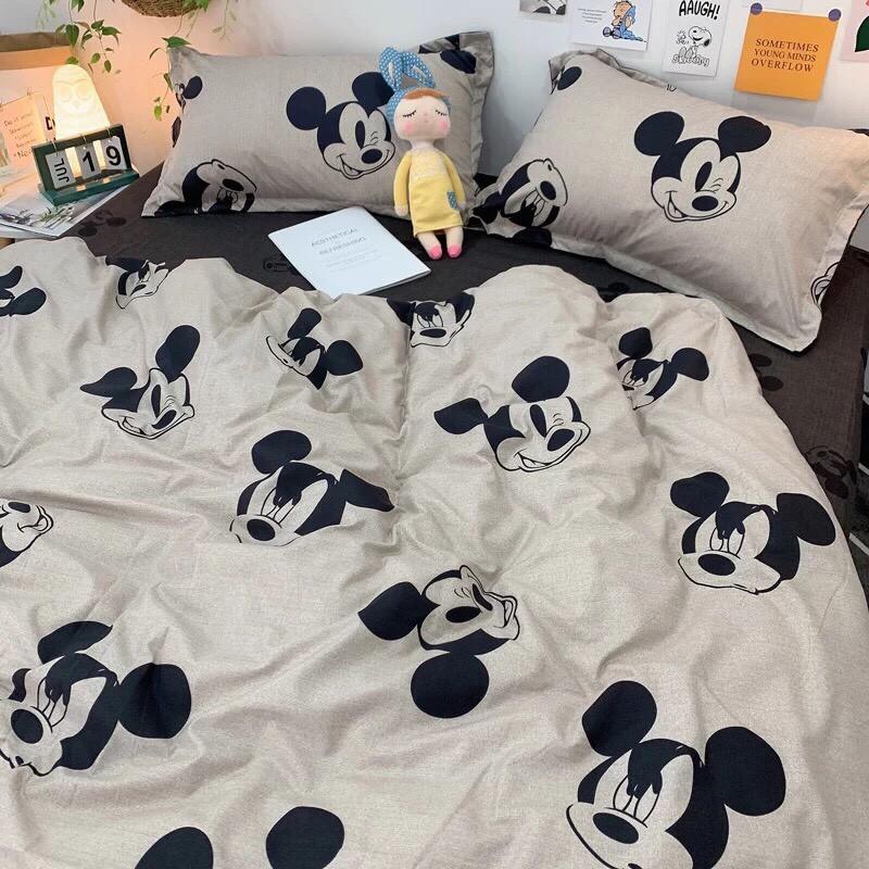 Bộ chăn ga gối Cotton Poly M2T bedding chăn ga Hàn Quốc chuột Mickey BẠC đủ size miễn phí bo chun