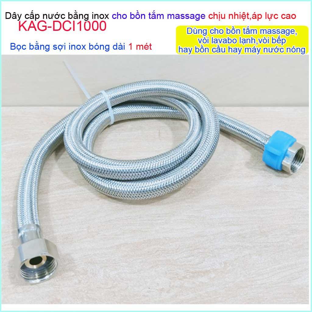 Dây cấp nước Inox chịu nhiệt KAG-DCI1000 , dây cấp nước dài 100cm chịu áp chịu nhiệt tốt dây dẫn nước bình nóng