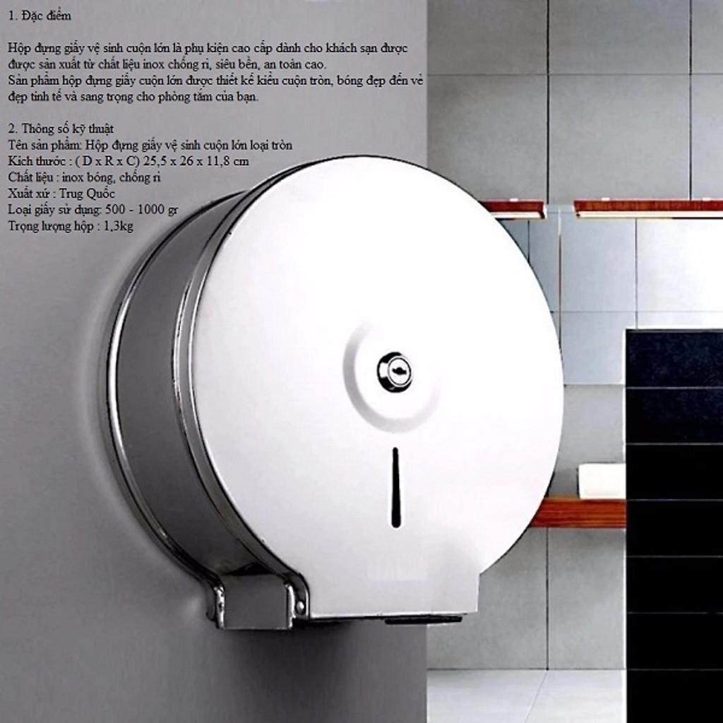 Hộp đựng giấy vệ sinh gắn cuộn lớn INOX 26cm LH-6107