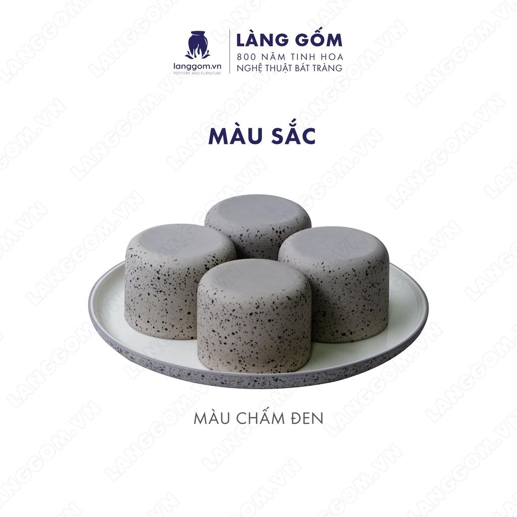 Set Cốc hình trụ không quai (lùn) + đĩa trơn - Kích thước: C6 x D8 cm - Gốm sứ Bát Tràng - langgom.vn