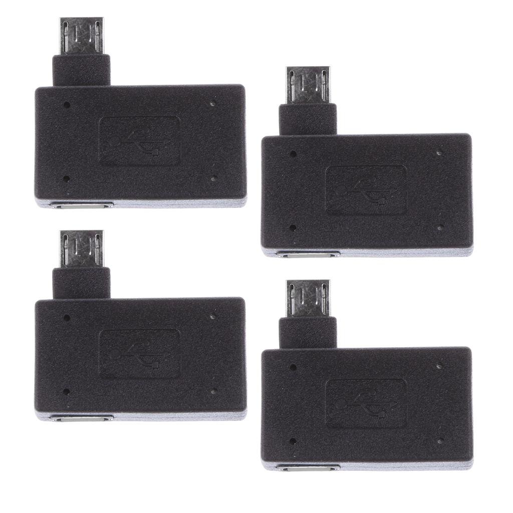 4x Micro USB 2.0 OTG Adapter 90 Degree Left Angled for Android Cellphone