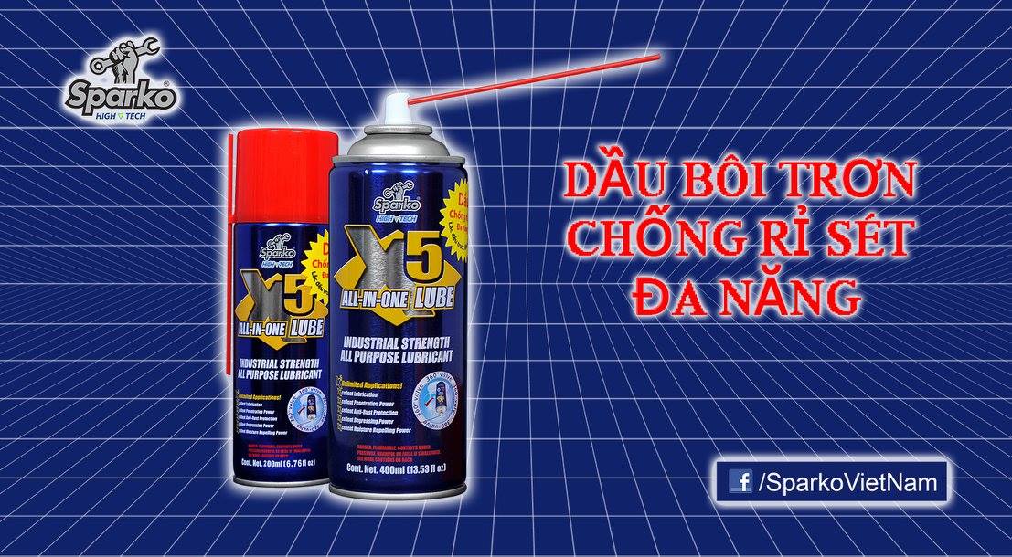 Chai xịt vệ sinh sên, bôi trơn, chống rỉ đa năng SPARKO X5 400ml