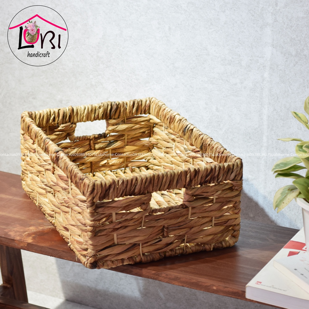 Lubihandicraft - Sọt đựng đồ đan lục bình miệng bo đôi - sang trọng