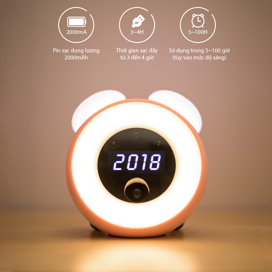 Đồng Hồ Để Bàn LED Báo Thức Mini Decor Điện Tử Nghe Radio FM Kết Nối Loa Bluetooth Pin Sạc USB Hiện Đại