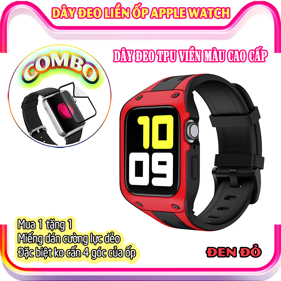 Dây Đeo liền ốp dành cho Apple Watch 7/6/5/4/3/2/1 size 38/40/41/42/44/45mm TPU chống sốc viền màu - nhiều màu