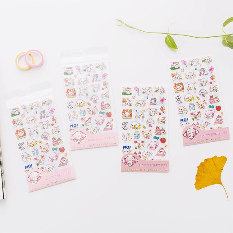 Bộ 6 sticker dán thỏ hồng Happy every day nguồn hàng buôn sỉ