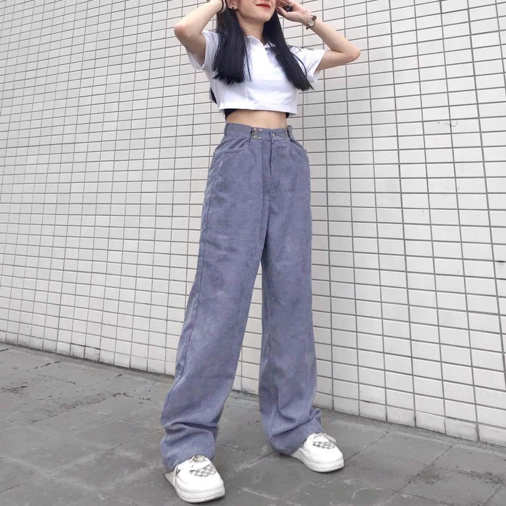 Quần Dài Nhung Gân DONI PANTS Form Suông Phối Móc Gài Eo Ulzzang