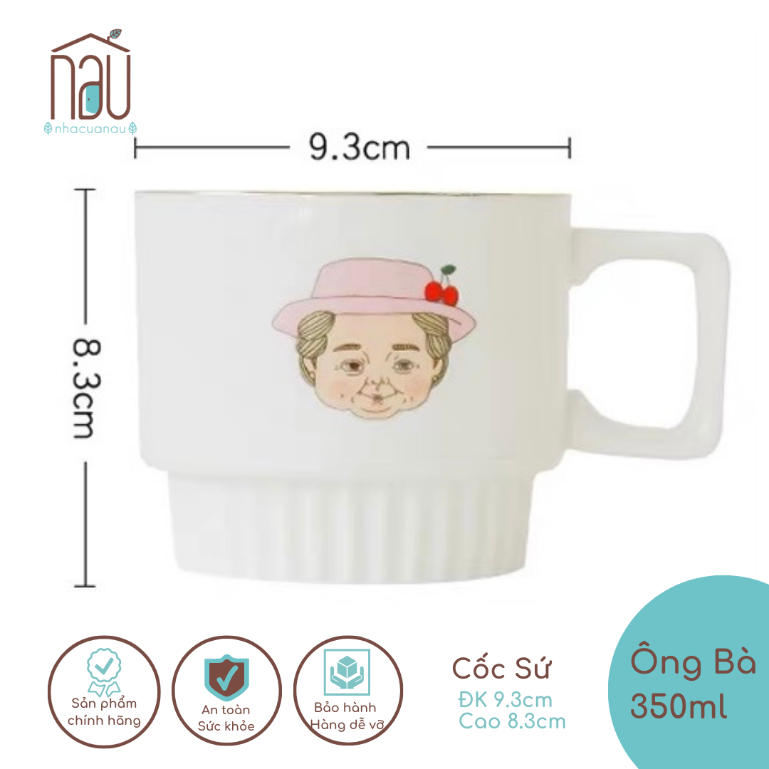 CỐC ĐÔI Cốc sứ thiết kế hình Ông Bà phù hợp làm quà cưới, tặng kỉ niệm, quà valentine uống trà, cafe