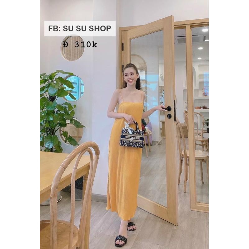 Đầm 2 dây dập ly cột nơ lưng
