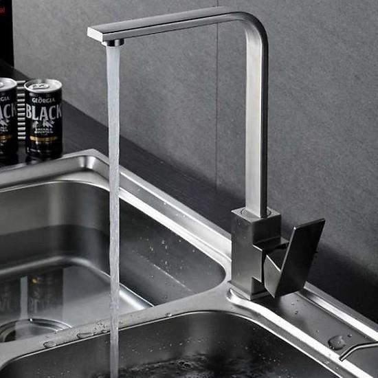 Vòi rửa chén bát nóng lạnh thân vuông inox 304