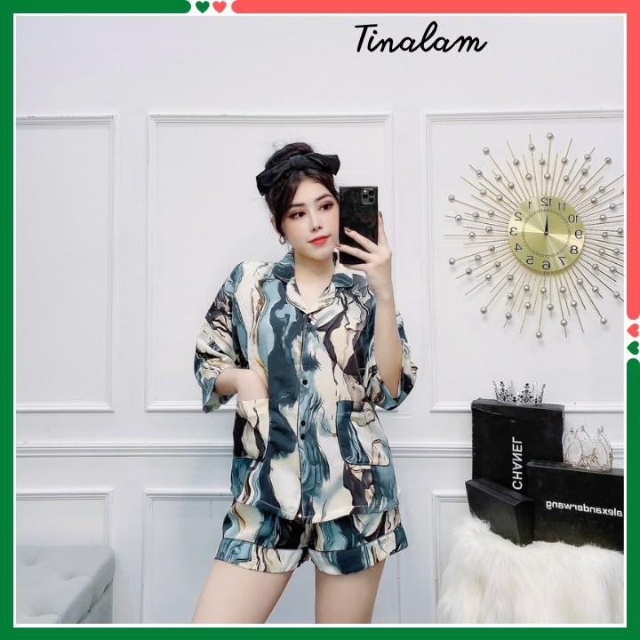 Đồ Bộ Pijama Nữ Đồ Ngủ Đồ Bộ Pijama Mặc Nhà Áo Tay Lở Quần Đùi Dễ Thương Họa Tiết Sang Trọng DBTNQD002