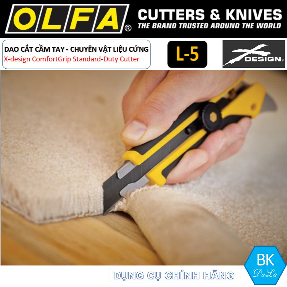 Dao cắt rọc kỹ thuật 18mm OLFA L-5 - Chuyên cắt vật liệu cứng- khóa bánh cóc