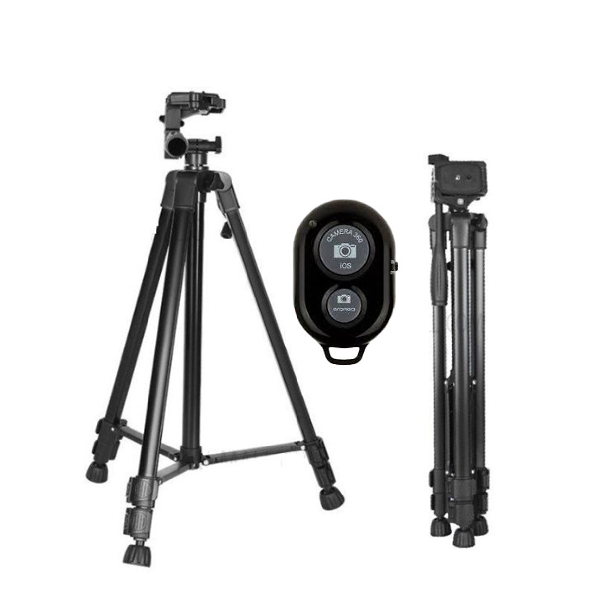 Chân đế Tripod cho điện thoại và máy ảnh 3366 cao cấp - Tặng kèm remote Bluetooth  - Hàng nhập khẩu