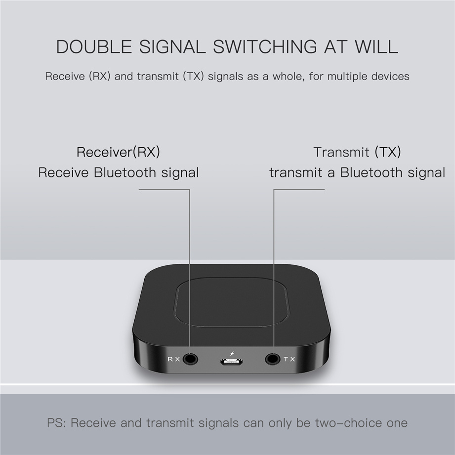 ROGTZ - Thiết bị thu phát Bluetooth 5.0 2 trong 1 BT-13 Kết nối âm thanh không dây Kết nôi đa dạng Android/IOS/Tablet/PC/Laptop/CD/Mp3-Player Ổn định Âm thanh mượt mà Cổng 3.5mm Pin 200mAh/3.7V Khoảng cách 10m Dải tần 2.402GHz - 2.480GHz Hàng Chính Hãng
