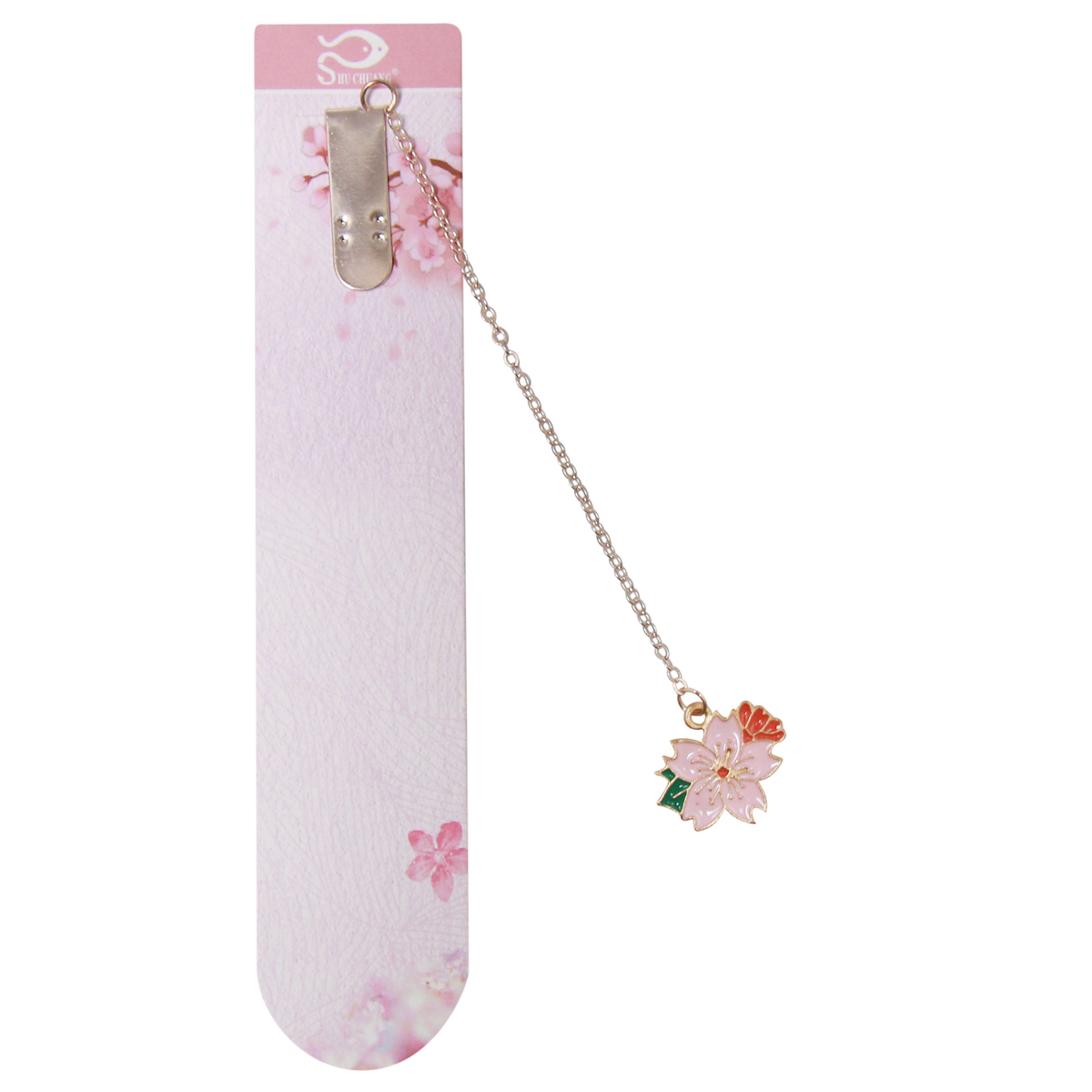 Bookmark Kẹp Sách Kim Loại Phối Charm Hình Hoa Sakura - Mẫu 3