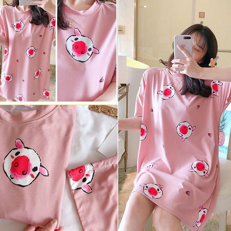Đầm ngủ tay ngắn dáng rộng xinh xắn cho nữ