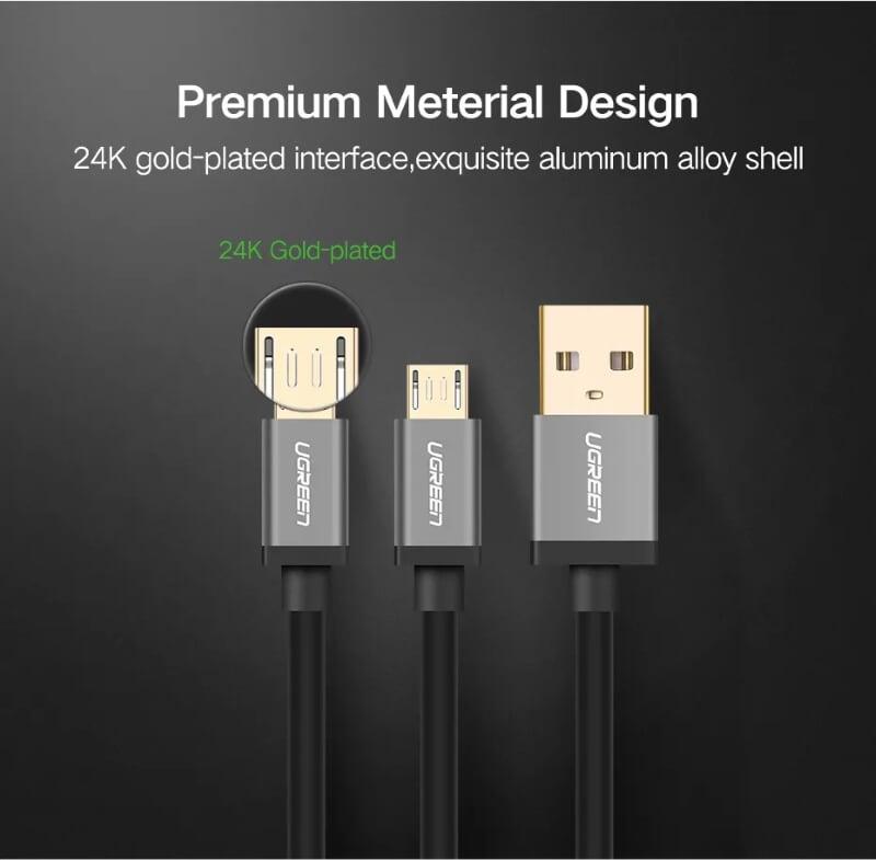 Ugreen UG30572US196TK 1M màu xanh Dây USB 2.0 sang micro USB + Type-C - HÀNG CHÍNH HÃNG