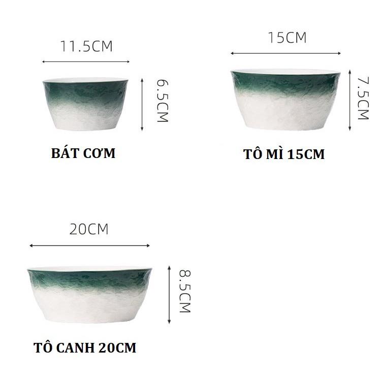 Bát cơm, tô canh sứ vân đá cao cấp phong cách Bắc Âu