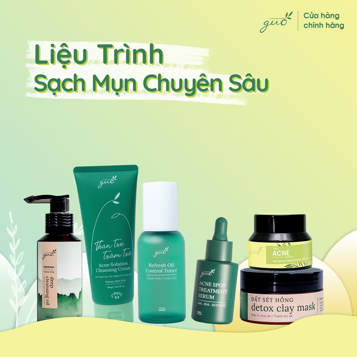 Bộ 6 sản phẩm Sạch Mụn Chuyên Sâu GUO