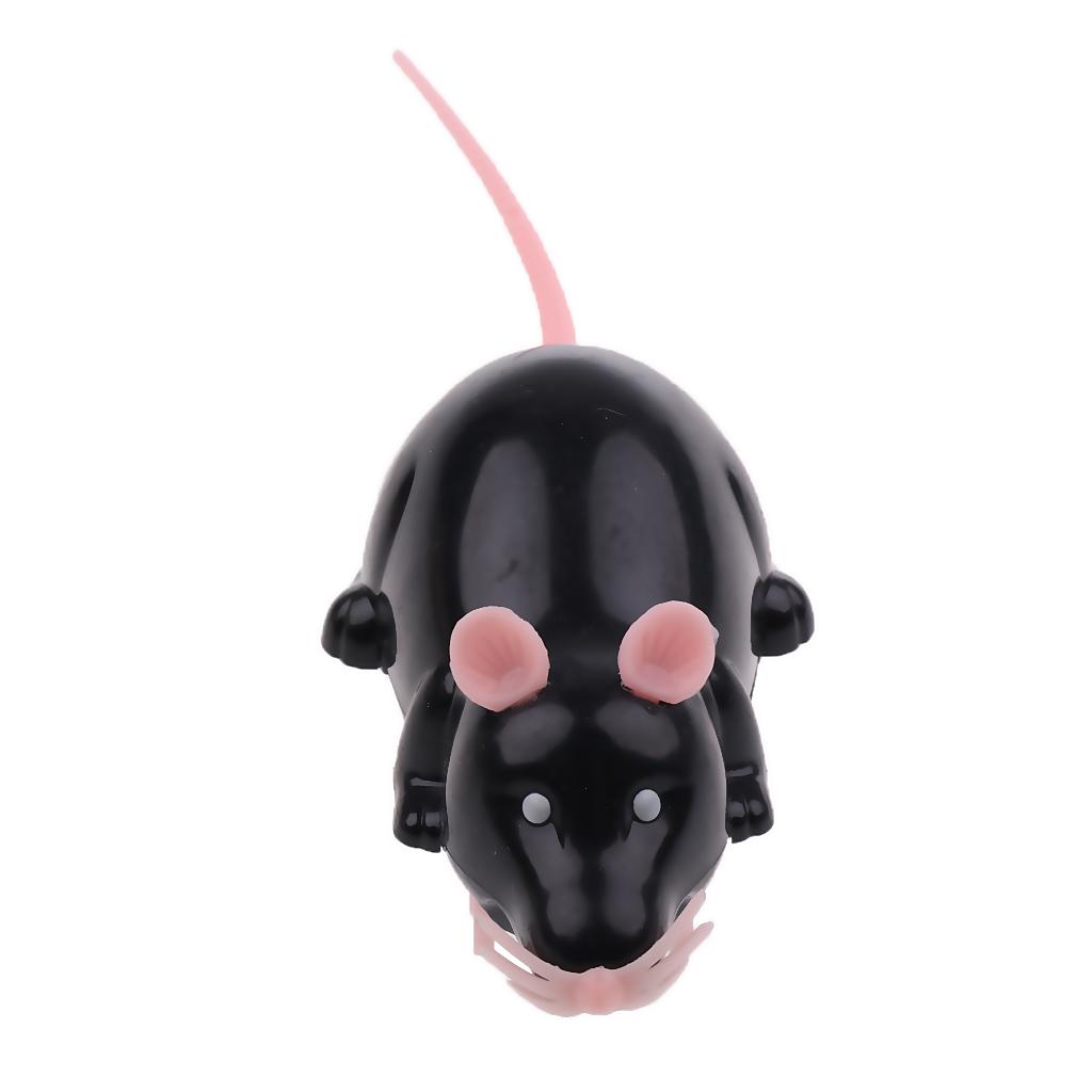 Funny Electric Running Mouse Rat Move Tail Cat Kitten Interactive Toy Black