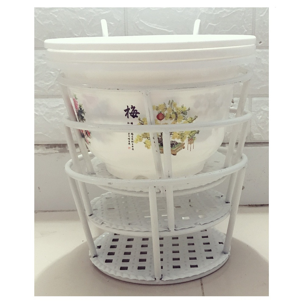 ComBo 3 GIỎ SẮT Treo Chậu Hoa Ban Công Hình Tròn - Màu Trắng + 3 Chậu Nhựa Trồng Hoa Cây Cảnh Bốn Mùa 250x170