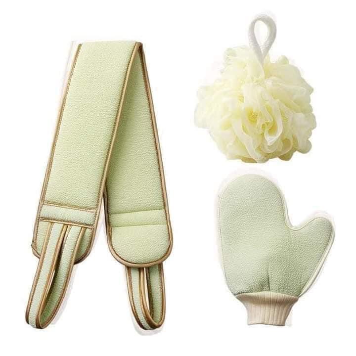 SET 3 món cọ lưng bông tắm cọ lưng 3 chi tiết