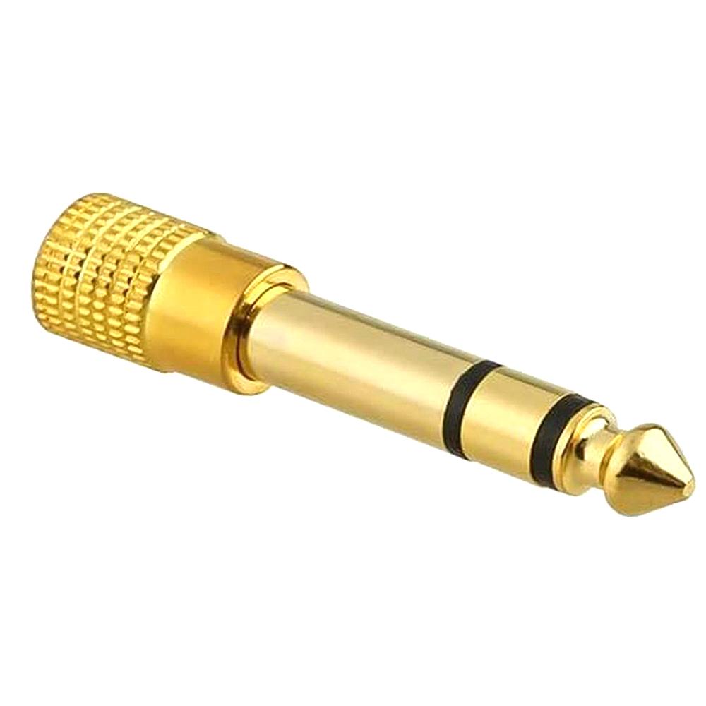 Audio Adapter Jack 6.5/6.35mm Male Plug to 3.5mm Female Connector for Amplifier Microphone AUX Converter Gold