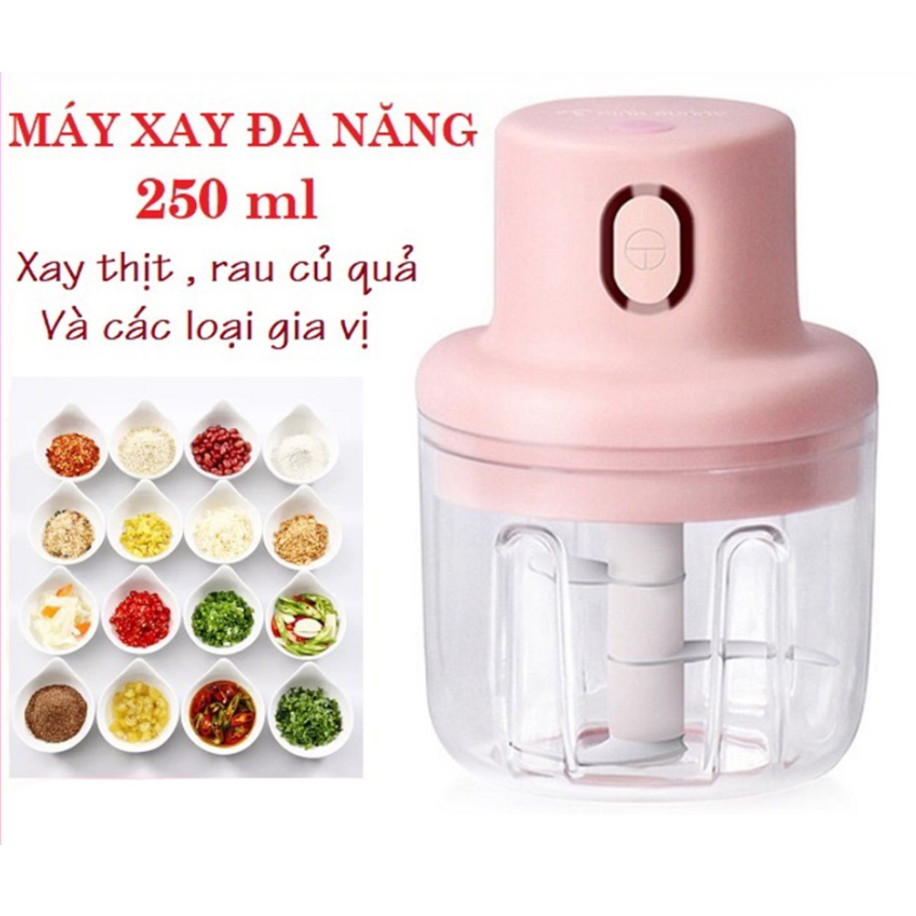 Máy Xay Tỏi Ớt Mini Cầm Tay Dùng Pin Cổng Sạc USB - Hàng Chính Hãng