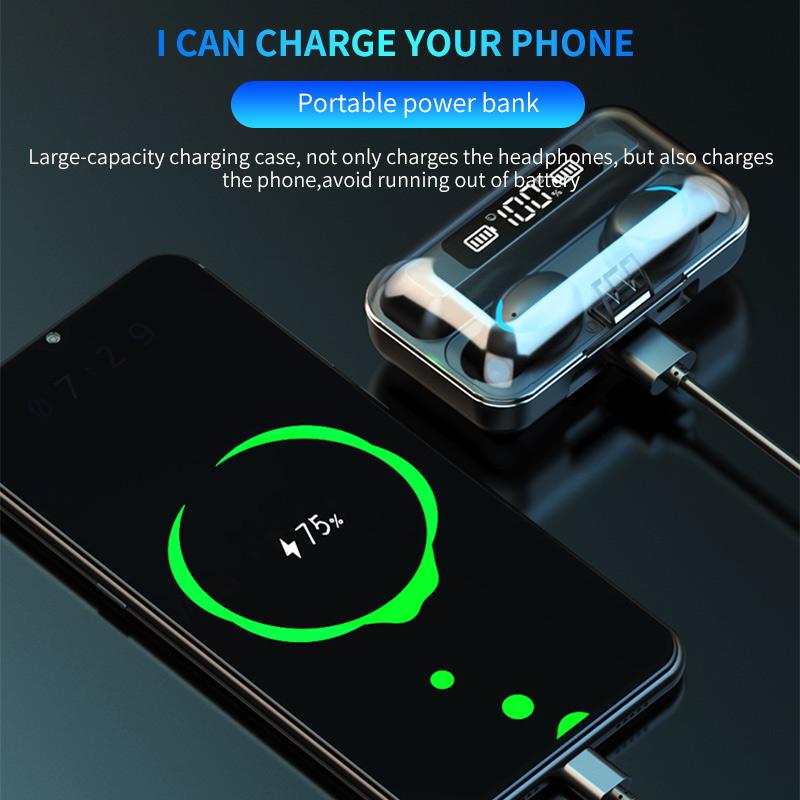 Tai Nghe Không Dây TWS Tai Nghe Nhét Tai 9D HIFI Stereo Chống Nước Tai Nghe Nhét Tai Tai Nghe Sạc Hộp Có Mic Cho Xiaomi Điện Thoại Thông Minh Iphone