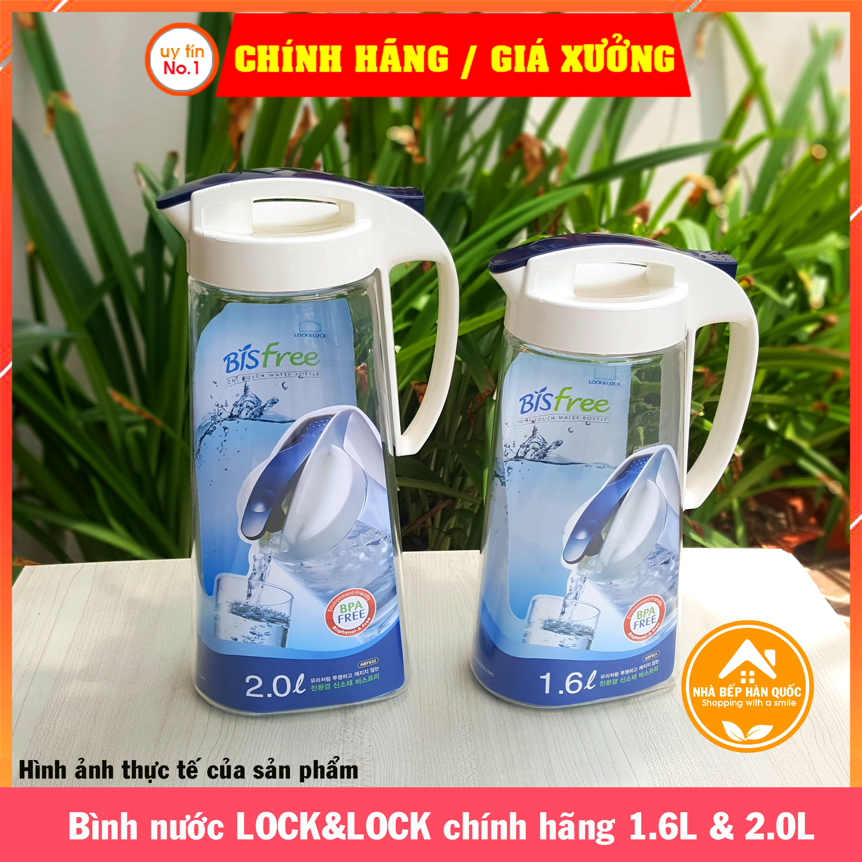 Bình nước Lock and Lock Bisfree One Touch ABF631 1.6L &amp; ABF632 2L