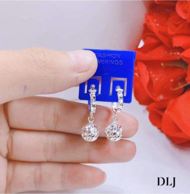 Bông tai cầu phay bạc ta cao cấp