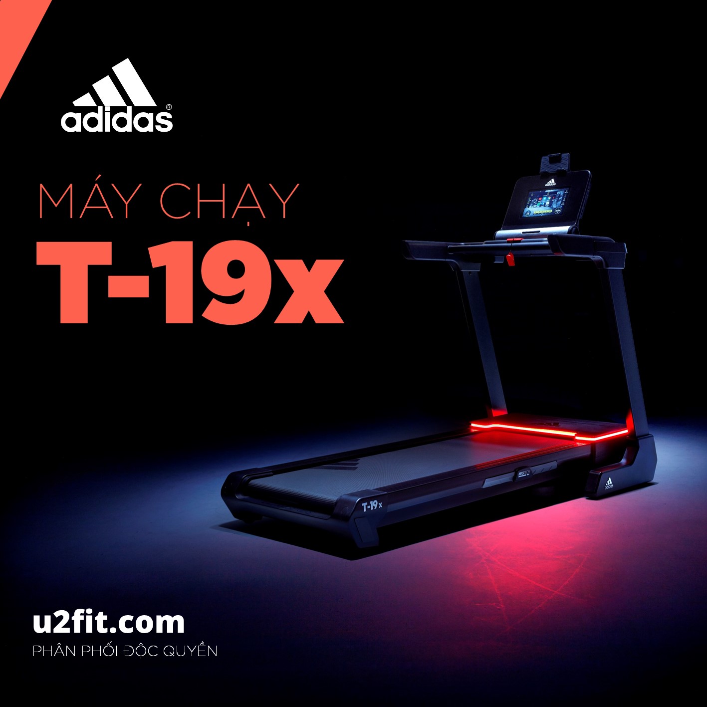 Máy Chạy Bộ Adidas T-19x Màn Hình Cảm Ứng 10.1&quot; Treadmill T-19x - Hàng Chính Hãng