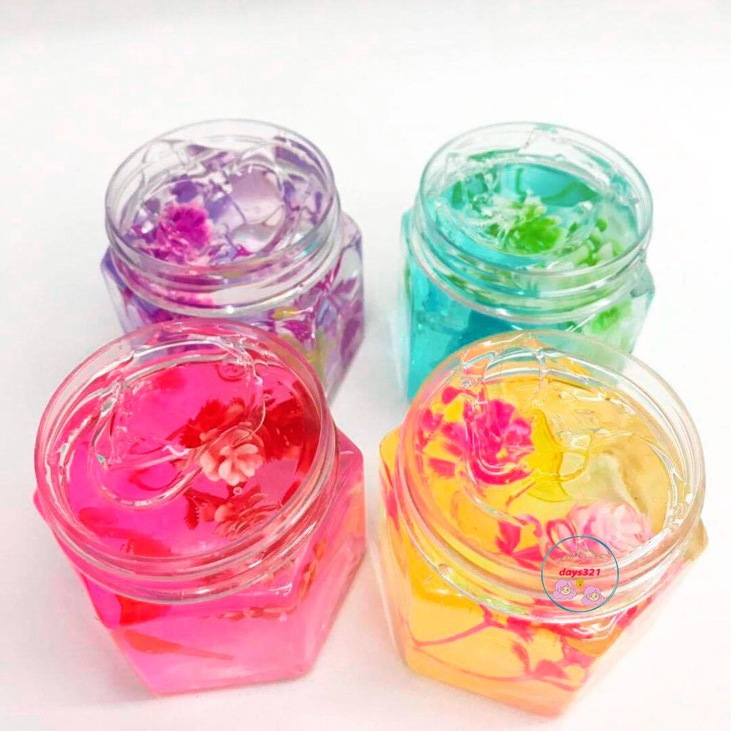 Slime lục giác hoa lá cành cây 150ML 10 màu cực đẹp Đồ chơi hũ slam chất nhờn ma quái squishy