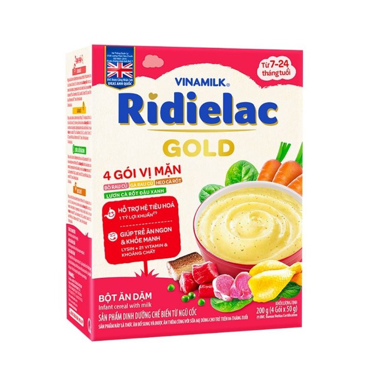 Bột ăn dặm Vinamilk Ridielac Gold 4 Vị Mặn - Hộp giấy 200g