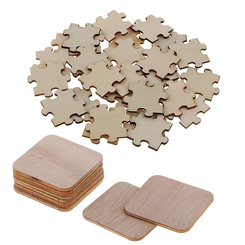 150x Unfinished Wooden Puzzle Pieces Embellish Craft Shape Blank DIY Plaque