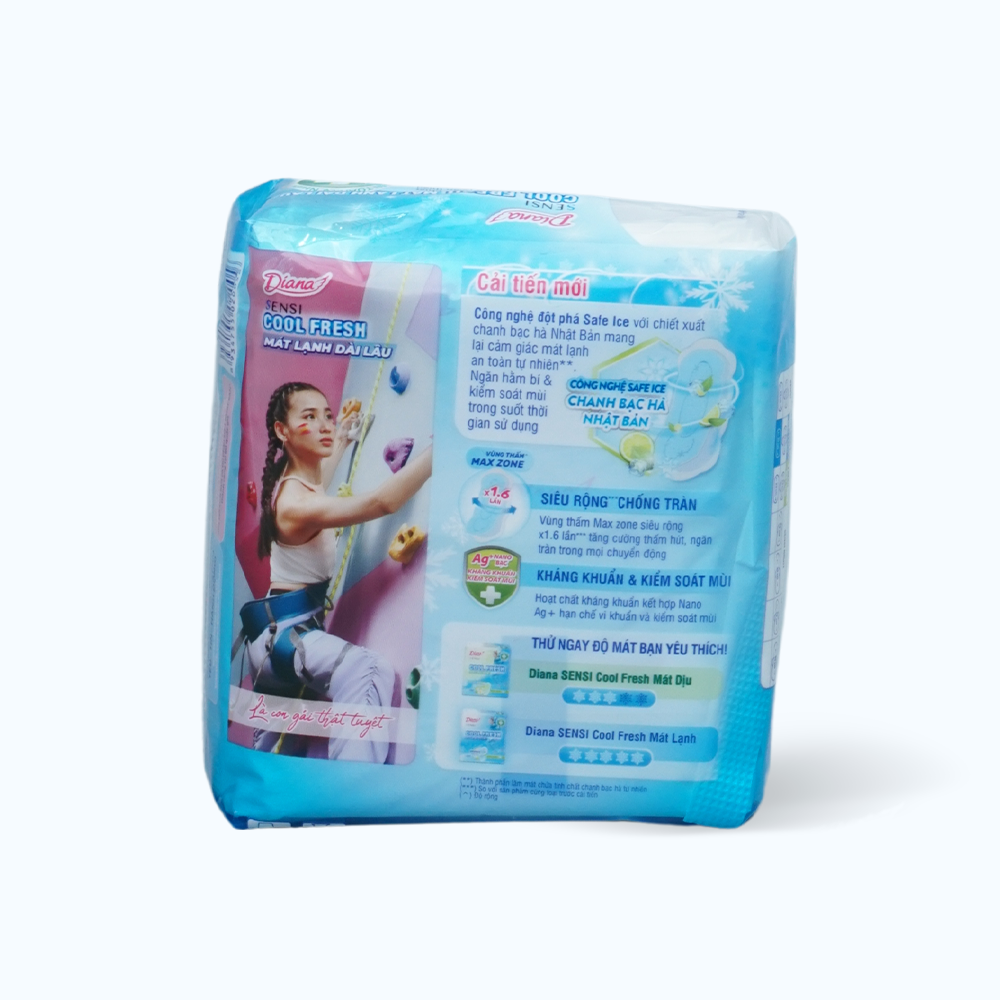 Băng vệ sinh mát dịu siêu mỏng không cánh Diana Sensi Cool Fresh (Gói 8 Miếng)
