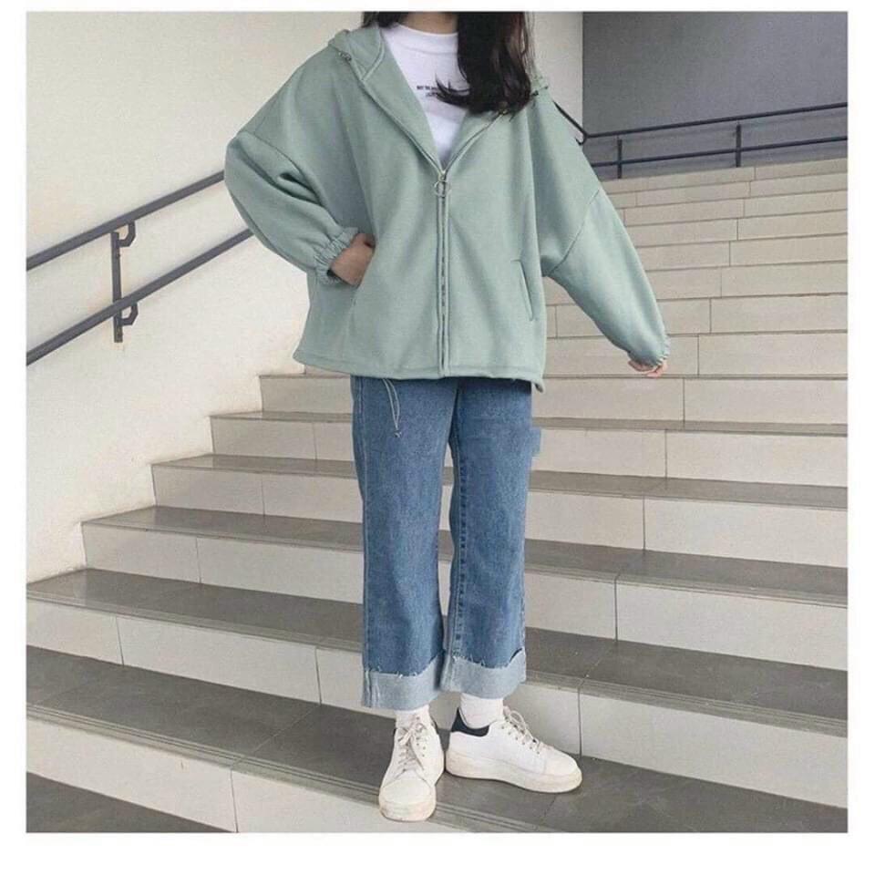 Áo khoác hoodie basic nam nữ SmileZ dáng unisex form rộng chất nỉ bông chống nắng tốt