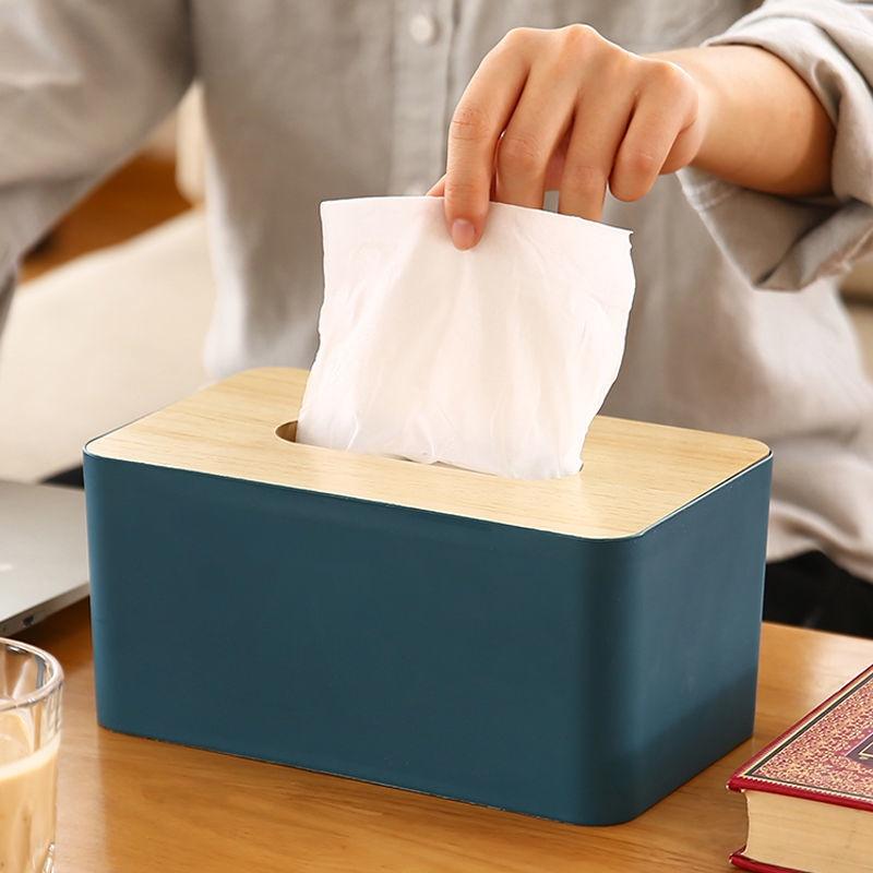 Hộp đựng khăn giấy nắp gỗ để bàn phòng khách bàn ăn sang trọng babo