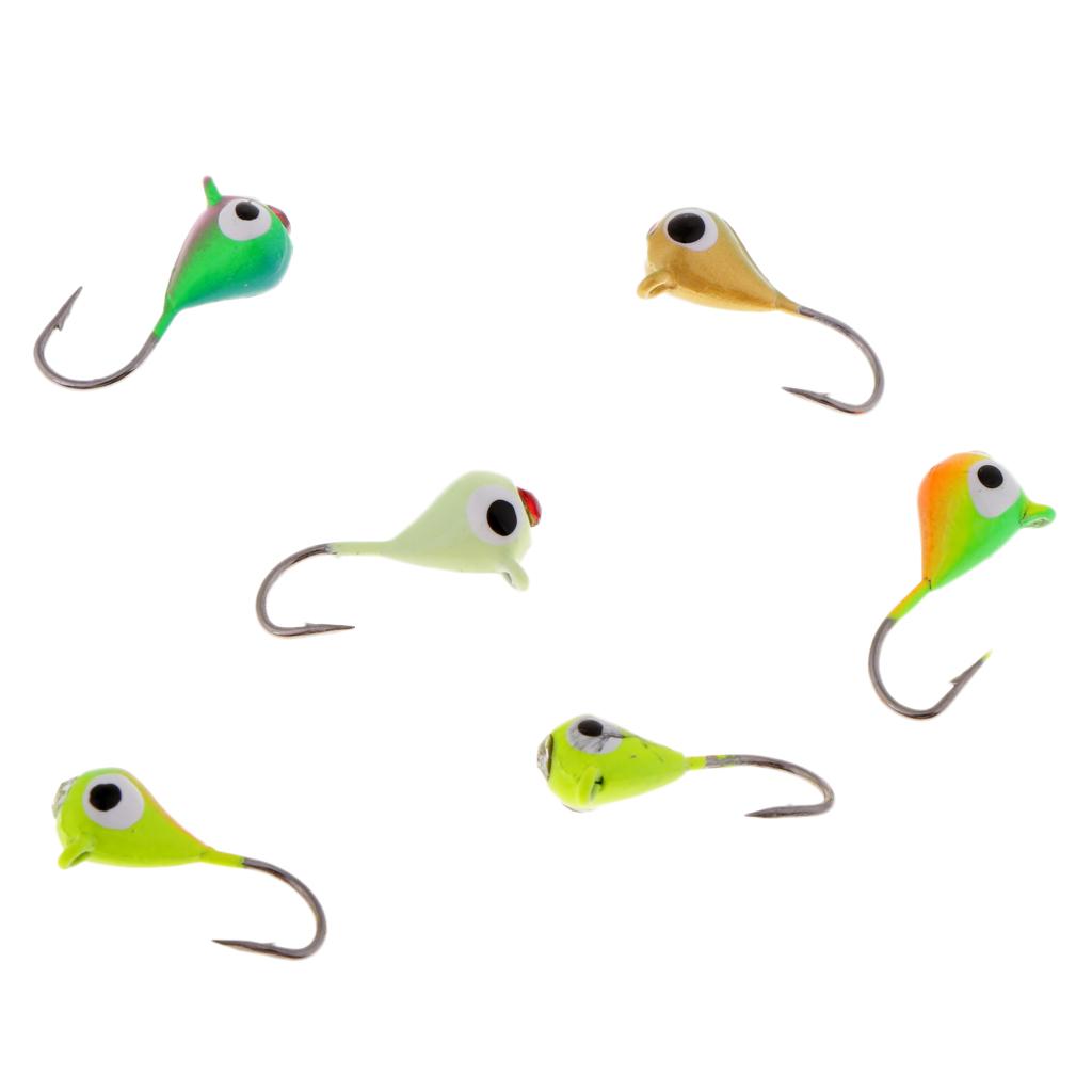 6pcs Ice Fishing Jigs Lure with Single Hook Jig Head Baits Artificial Bait